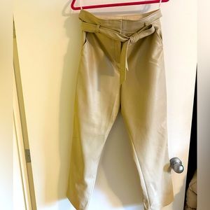 Aritzia Babaton Tie-Front vegan leather trousers Size 12 cream